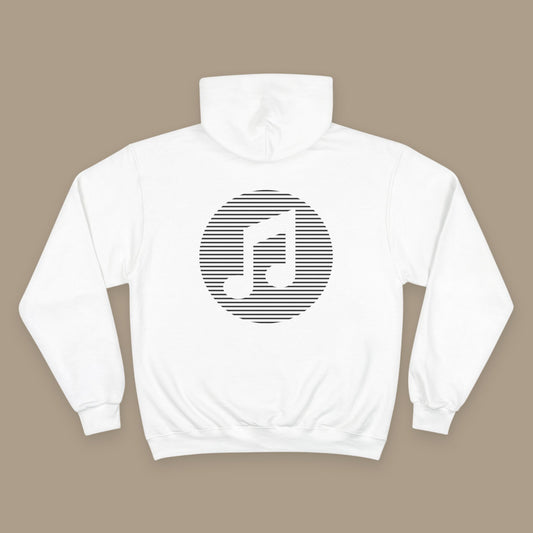 Milo's Music Note Striped Hoodie – Unisex Pullover Sweatshirt with Front Logo and Back Graphic Pattern